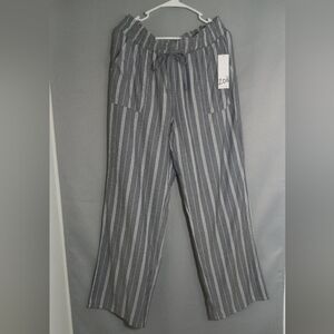 Women's Gray Striped Wide Leg Pants